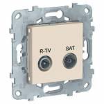 UNICA NEW розетка R-TV/SAT, проходная, бежевый | арт. NU545644 | Schneider Electric  