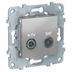 UNICA NEW розетка R-TV/SAT, проходная, алюминий | арт. NU545630 | Schneider Electric  