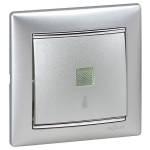 Выключатель без фиксации с подсветкой с символом лампы - Valena - 10 A - 250 В~ - алюминий | арт. 770113 | Legrand  