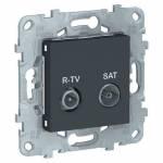 UNICA NEW розетка R-TV/SAT, проходная, антрацит | арт. NU545654 | Schneider Electric  