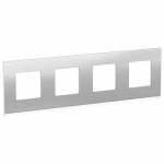 UNICA PURE рамка 4-поста, горизонтальная, алюминий МАТОВЫЙ/белый | арт. NU600880 | Schneider Electric  