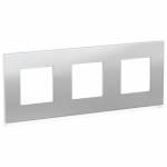 UNICA PURE рамка 3-поста, горизонтальная, алюминий МАТОВЫЙ/белый | арт. NU600680 | Schneider Electric  
