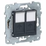 UNICA NEW розетка компьютерная, RJ45, двойная, кат. 6 UTP, антрацит | арт. NU542454 | Schneider Electric  