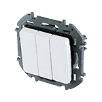 Выключатель трехклавишный - INSPIRIA - 10 AX - 250 В~ - белый | арт. 673640 | Legrand  