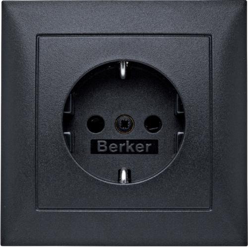 Розетка SCHUKO с накладкой с повышенной защитой от прикосновения, BERKER S1, цвет: антрацитовый, мат | Berker | арт. 47229949