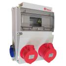 Щиток для 10 модулей, розетки: 2 x CEE 5/32A, 2 x Shuko, IP44 | арт. BD2-2234-2020 | Bemis  