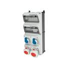Комбинация розеток AMAXX 2хSCHUKO16А 1хСЕЕ16А5п 1хСЕЕ32А5п с защитой 225х520х227мм черная/серая IP67 | арт. 940014 | Mennekes  