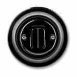 Выключатель кнопочный двухклавишный ABB Decento чёрный фарфор | арт. 2CHK598734C4301 | ABB  