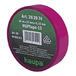 Изолента ПВХ, цвет фиолетовый, шир. 25 мм, длина 20 м, d 74 мм | арт. 263874 | Haupa  