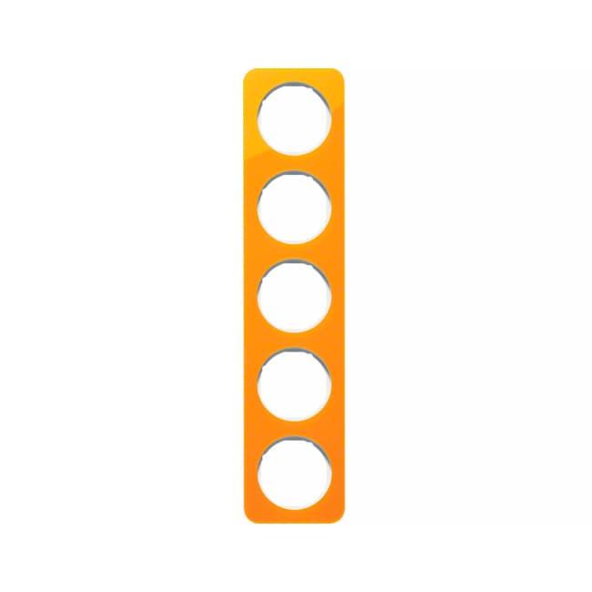 Рамка, 5-местная, BERKER R.1, Акрил оранжевый прозрачный/полярная белизна, глянцевый | Berker | арт. 10152339