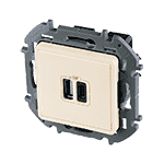 Зарядное устройство с двумя USB-разьемами A-C 240В/5В 3000мА - INSPIRIA - слоновая кость | арт. 673761 | Legrand  