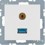Розетка USB/3,5 мм Audio, S.1/B.3/B.7, полярная белизна, матовый | арт. 3315391909 | Berker  