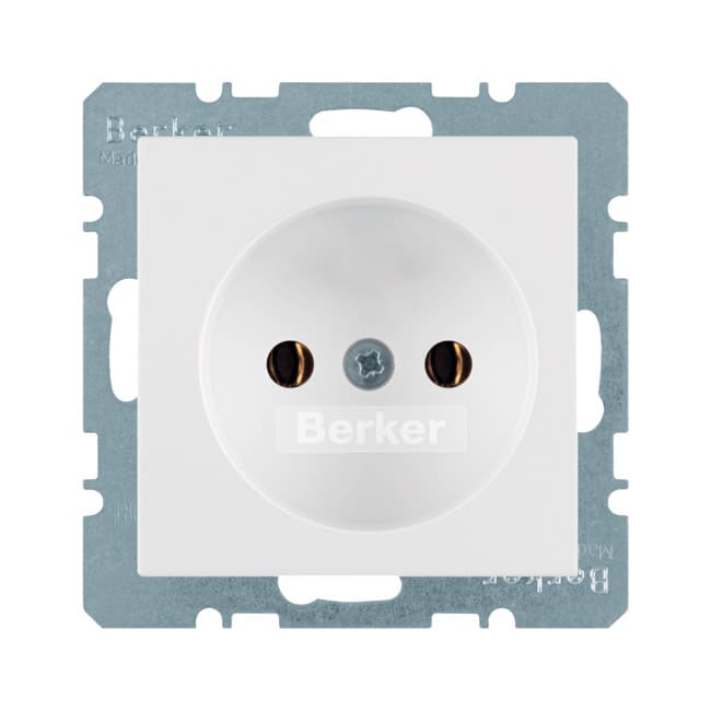 Розетка без заземляющего контакта, с винтовыми клеммами, BERKER Q.1/Q.3/Q.7, цвет: полярная белизна, | Berker | арт. 6161036089