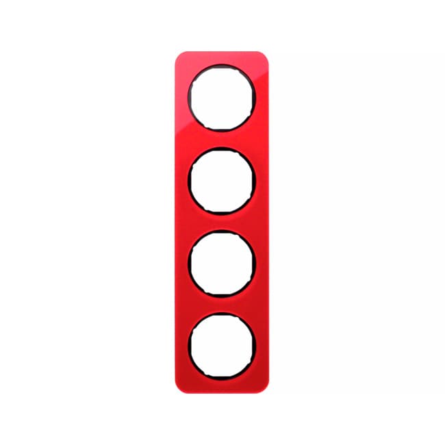 Рамка, 4-местная, BERKER R.1, цвет: прозрачный красный/черный глянцевый, акрил | Berker | арт. 10142344