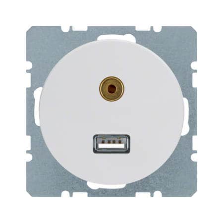 Розетка USB/3,5 мм Audio, BERKER R.1/R.3, цвет: полярная белизна, глянцевый | Berker | арт. 3315392089