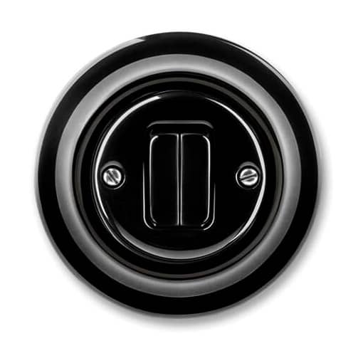 Выключатель кнопочный двухклавишный ABB Decento чёрный фарфор | ABB | арт. 2CHK598734C4301