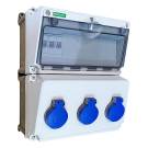 Профи-комбинация, авт. выкл. 3х1p16А, 3 розетки Schuko, IP44 | арт. ZH1601-2K444 | JK-Box  