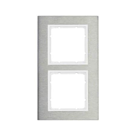 Рамка 2-местная, B.7, нержавеющая Сталь цвет: полярная белизна, матовый, вертикальная | Berker | арт. 10123609