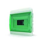 Щит встраиваемый 8 мод. IP41, прозрачная зеленая дверца | арт. 01-02-002 | Tekfor  
