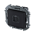 Зарядное устройство с двумя USB-разьемами A-C 240В/5В 3000мА - INSPIRIA - антрацит | арт. 673763 | Legrand  