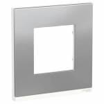 UNICA PURE рамка 1-постовая, горизонтальная, алюминий МАТОВЫЙ/белый | арт. NU600280 | Schneider Electric  