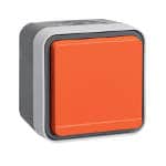Розетка SCHUKO, W.1, с оранжевой откидной крышкой, для наружного монтажа, серый / светло-серый матов | арт. 47403527 | Berker  