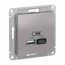 ATLASDESIGN USB РОЗЕТКА A+С, 5В/2,4А, 2х5В/1,2А, механизм, АЛЮМИНИЙ | арт. ATN000339 |   