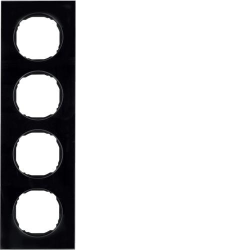 Рамка 4-местная, плоская, BERKER R.8, Стекло, цвет: Стекло матовый черный | Berker | арт. 10142616