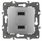 14-4110-03 ЭРА Устройство зарядное USB, 230В/5В-2100мА, IP20, Эра Elegance, алюминий (6/60/1920) | арт. Б0034360 |   