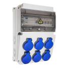 Щиток с автоматами и УЗО, 6 розеток Schuko, IP44, 210 х 300 х 122 мм | арт. BD2KH2602-0000 | Bemis  