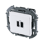 Зарядное устройство с двумя USB-разьемами A-C 240В/5В 3000мА - INSPIRIA - белый | арт. 673760 | Legrand  