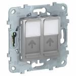 UNICA NEW розетка компьютерная, RJ45, двойная, кат. 5е UTP, алюминий | арт. NU542030 | Schneider Electric  