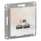 ATLASDESIGN USB РОЗЕТКА A+A, 5В/2,1 А, 2х5В/1,05 А, механизм, ЖЕМЧУГ | арт. ATN000433 |   