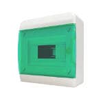 Щит навесной 12 мод. IP41, прозрачная зеленая дверца | арт. 01-01-022 | Tekfor  