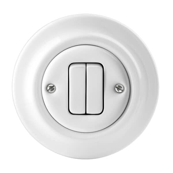 Выключатель кнопочный двухклавишный ABB Decento белый фарфор | ABB | арт. 2CHK598734C4300