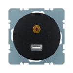 Розетка USB/3,5 мм Audio, R.1/R.3, черный, глянцевый | арт. 3315392045 | Berker  
