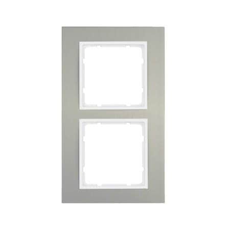Рамка 2-местная, B.3,  анодированный Алюминий, цвет: алюминиевый /полярная белизна, матовый | Berker | арт. 10123904
