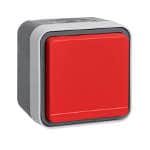 Розетка SCHUKO, W.1, с красной откидной крышкой, для наружного монтажа, серый / светло-серый матовый | арт. 47403521 | Berker  