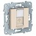 UNICA NEW розетка компьютерная, RJ45, одиночная, кат. 6 UTP, бежевый