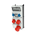 Комб. розеток AMAXX 2хSCHUKO16А 1хСЕЕ16А 1хСЕЕ32А 1хСЕЕ63А с защитой 225х520х248мм черная/серая IP44