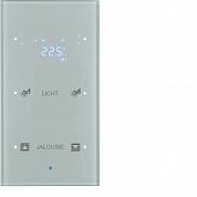 Стеклянный сенсор KNX 2-канальный, с регулятором т-ры Berker TS Sensor - конфигуратор (стекло/алюмин | арт. 75642134 | Berker  