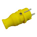 Вилка Schuko каучуковая, кабельная, цв. желтый, IP44