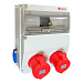 Щиток для 12 модулей, розетки CEE 2x5/32A. розетки Schuko 2x1/16A, IP44