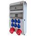 Щиток для 26 автоматов, розетки CEE: 1x5/32А, 1x5/16А, 6 розеток Shuko, IP44